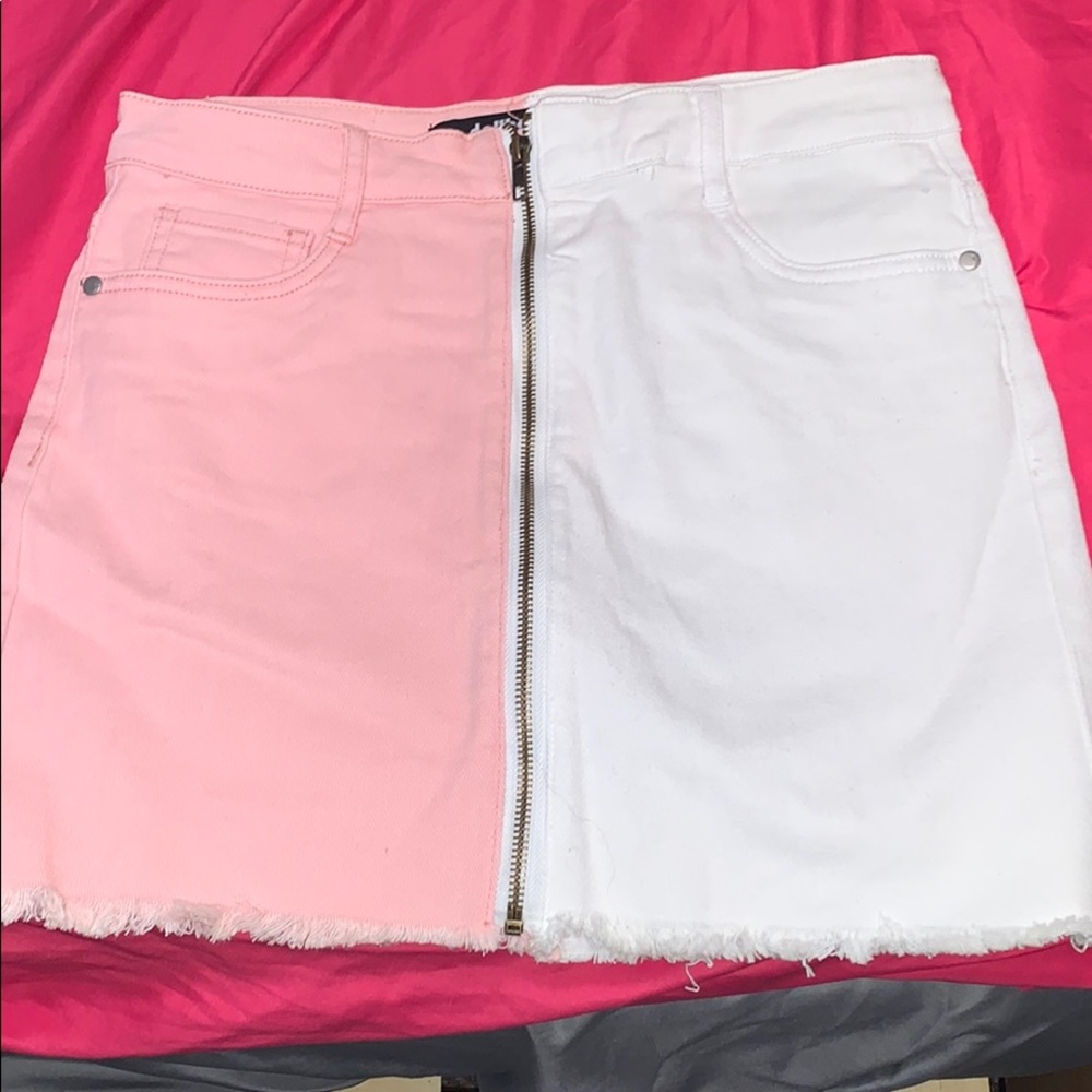 half pink and white dollhouse skirt with zipper